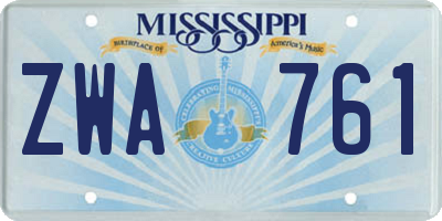 MS license plate ZWA761