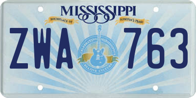 MS license plate ZWA763
