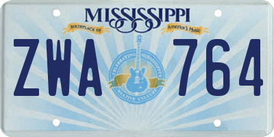 MS license plate ZWA764