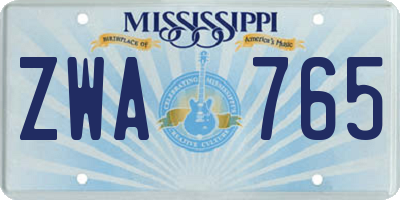 MS license plate ZWA765