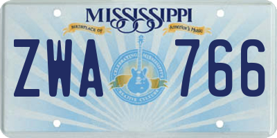 MS license plate ZWA766