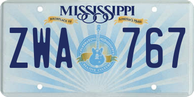 MS license plate ZWA767