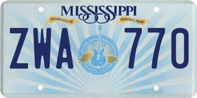 MS license plate ZWA770