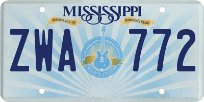 MS license plate ZWA772