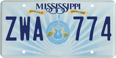 MS license plate ZWA774