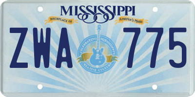 MS license plate ZWA775