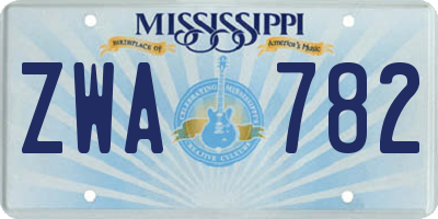 MS license plate ZWA782