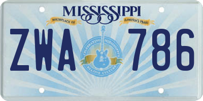 MS license plate ZWA786
