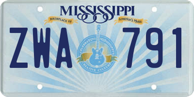 MS license plate ZWA791