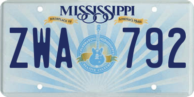 MS license plate ZWA792