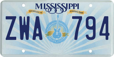MS license plate ZWA794