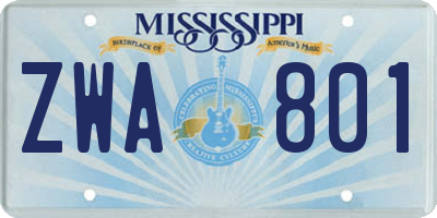 MS license plate ZWA801