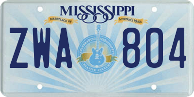 MS license plate ZWA804