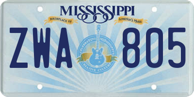 MS license plate ZWA805