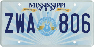 MS license plate ZWA806
