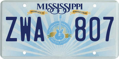 MS license plate ZWA807