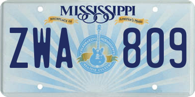 MS license plate ZWA809