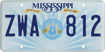 MS license plate ZWA812