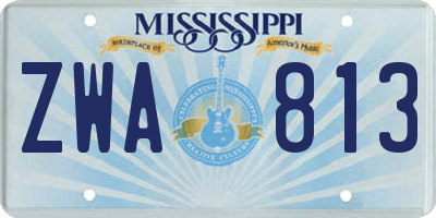 MS license plate ZWA813