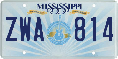 MS license plate ZWA814
