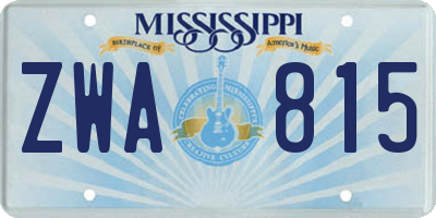 MS license plate ZWA815