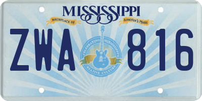 MS license plate ZWA816