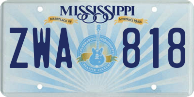 MS license plate ZWA818