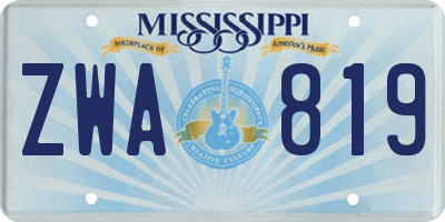 MS license plate ZWA819