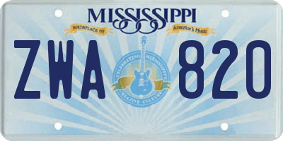 MS license plate ZWA820