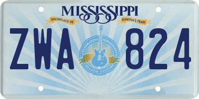 MS license plate ZWA824