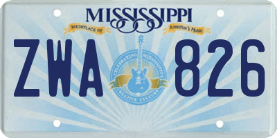 MS license plate ZWA826