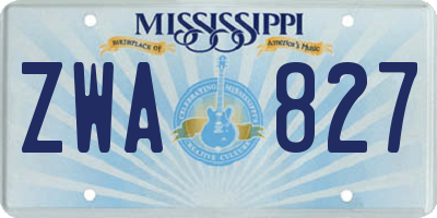MS license plate ZWA827