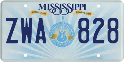 MS license plate ZWA828