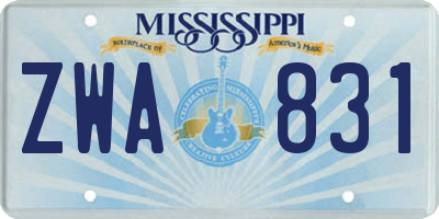 MS license plate ZWA831