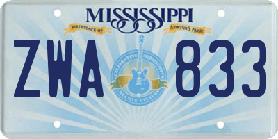 MS license plate ZWA833