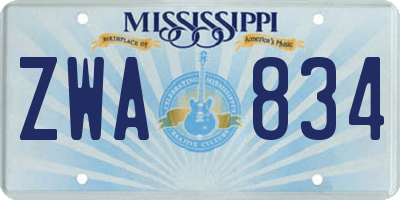 MS license plate ZWA834