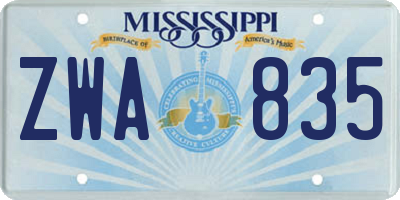 MS license plate ZWA835
