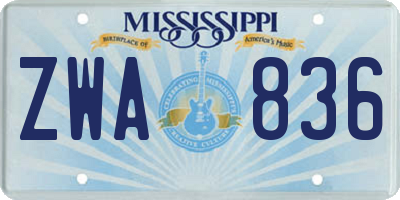 MS license plate ZWA836