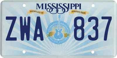 MS license plate ZWA837