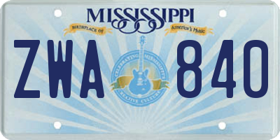 MS license plate ZWA840