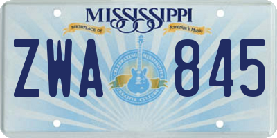 MS license plate ZWA845