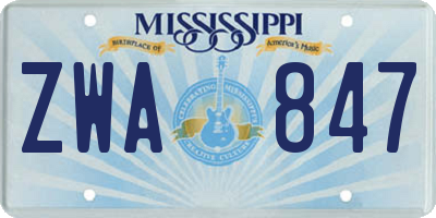 MS license plate ZWA847