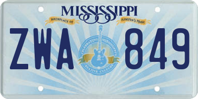 MS license plate ZWA849
