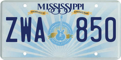 MS license plate ZWA850