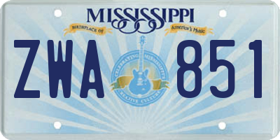 MS license plate ZWA851