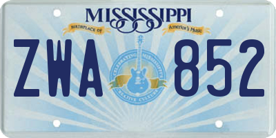 MS license plate ZWA852