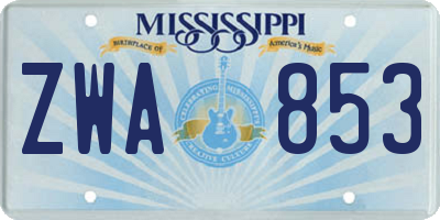 MS license plate ZWA853