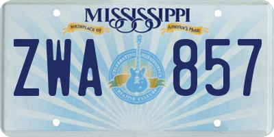 MS license plate ZWA857
