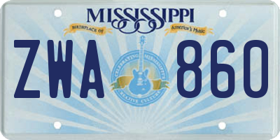 MS license plate ZWA860