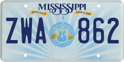 MS license plate ZWA862